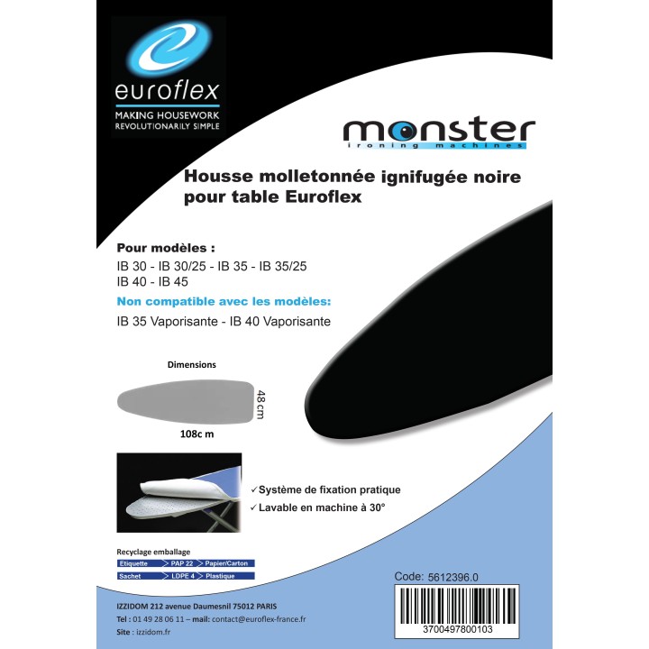 Housse noire ignifugée pour tables IB30/IB35/IB40/IB45