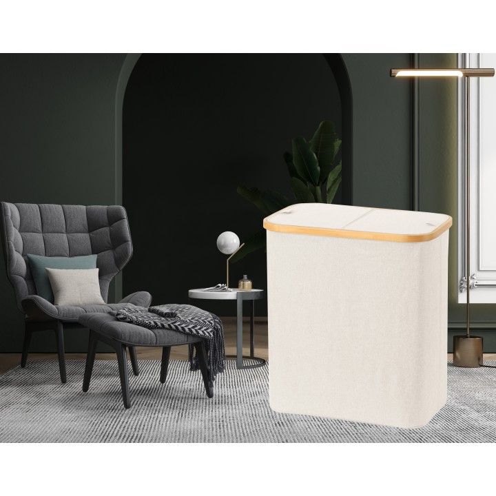 Panier à linge 110L crème