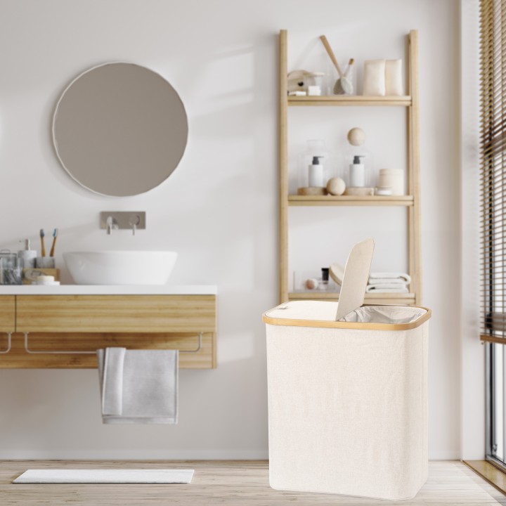 Panier à linge 110L crème