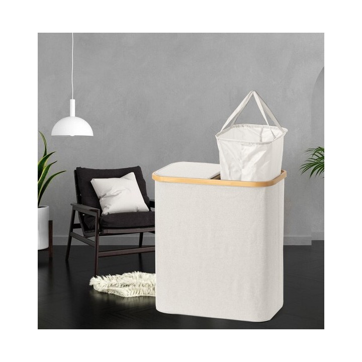 Panier à linge 110L crème