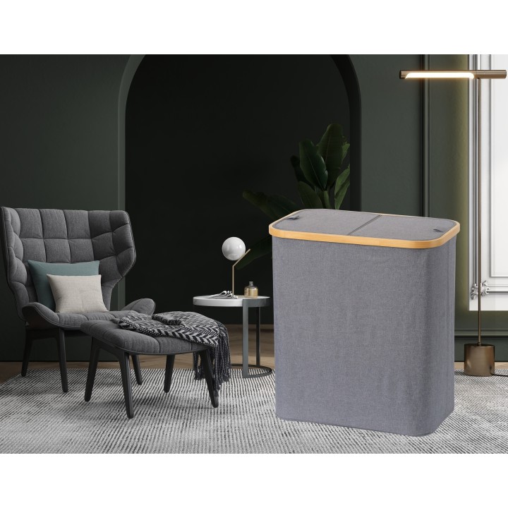 Panier à linge 110L gris