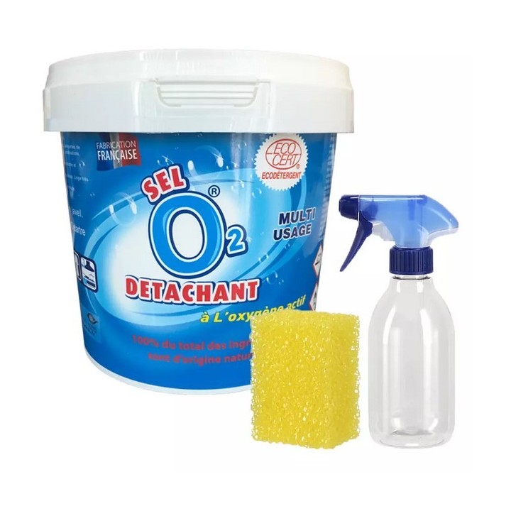Sel détachant 1kg + pulvérisateur + éponge