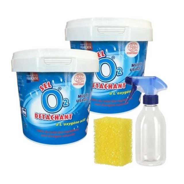 Sel détachant 2X1kg + pulvérisateur + éponge